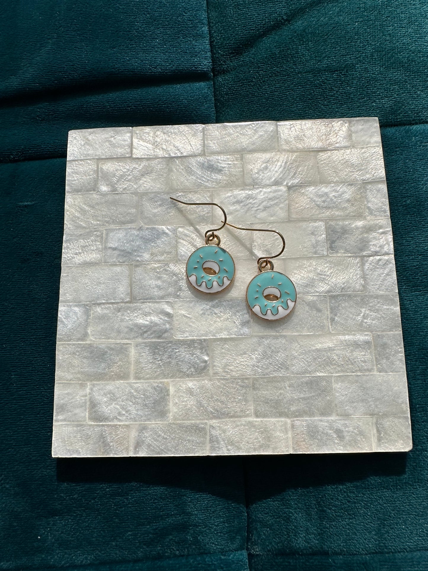Blue Doughnut Enamel Earrings