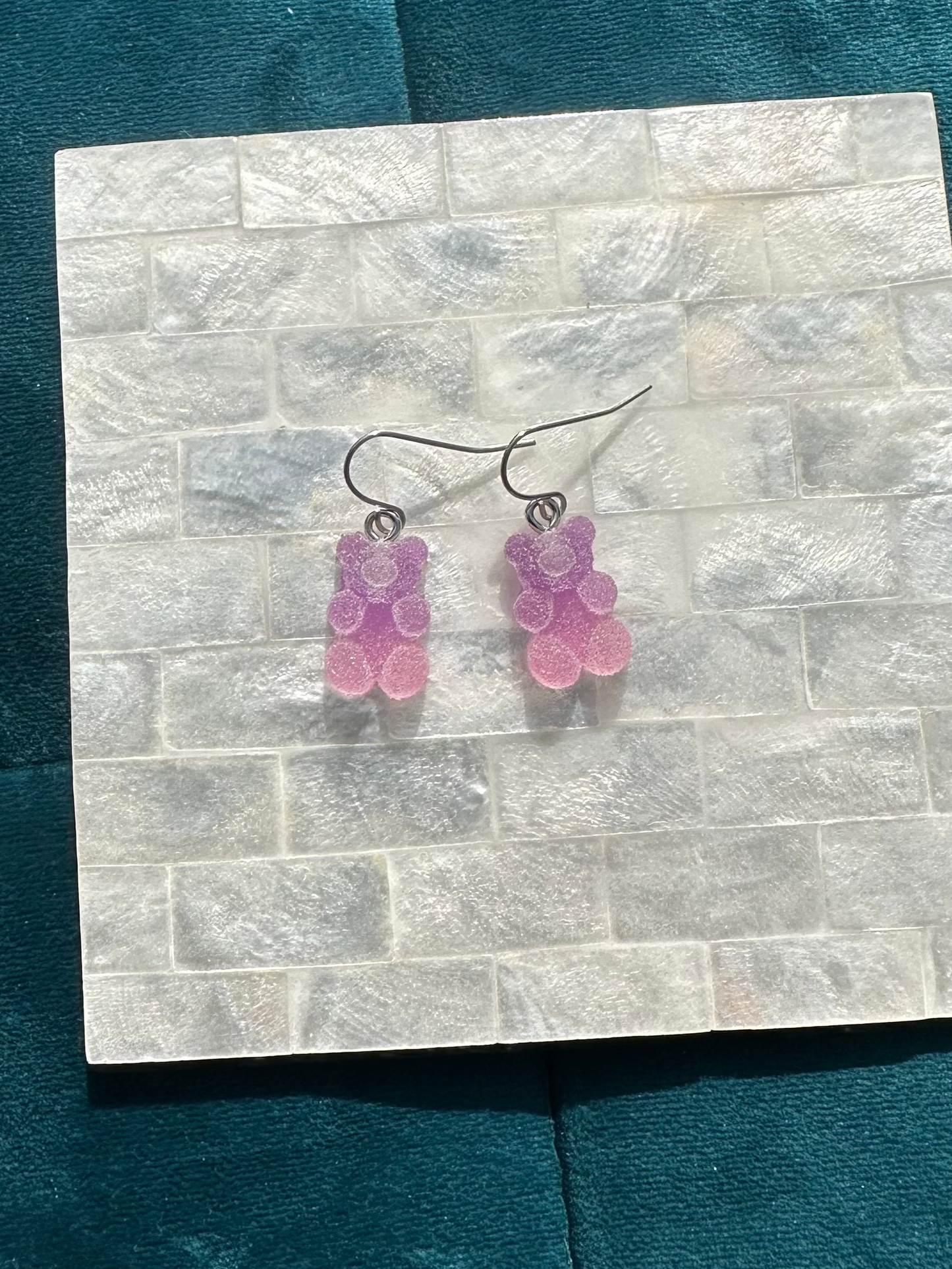 Purple And Pink Gummy Bear Earrings