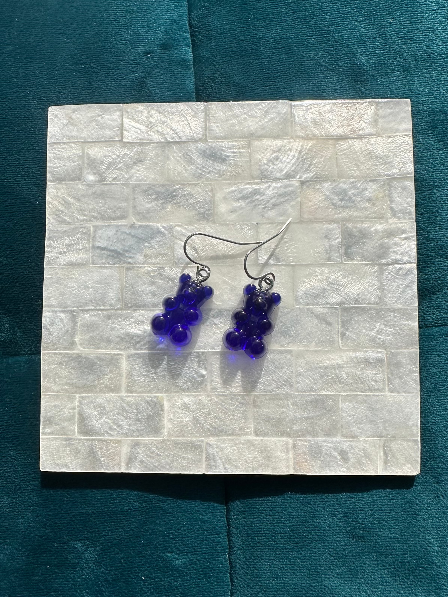 Dark Blue Gummy Bear Earrings