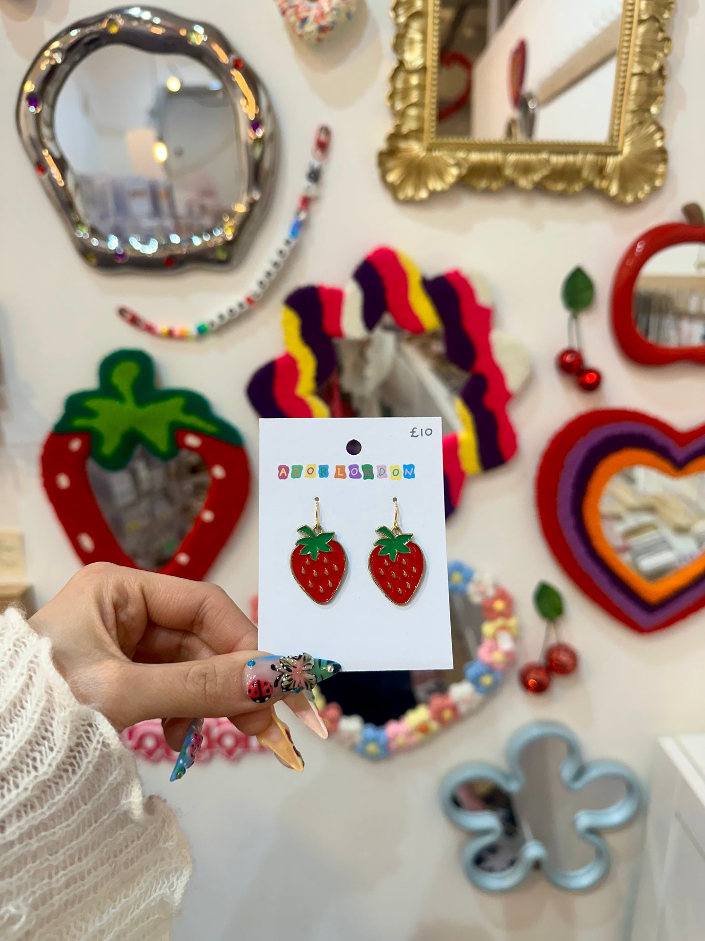 Strawberry Enamel Earrings - Style 3