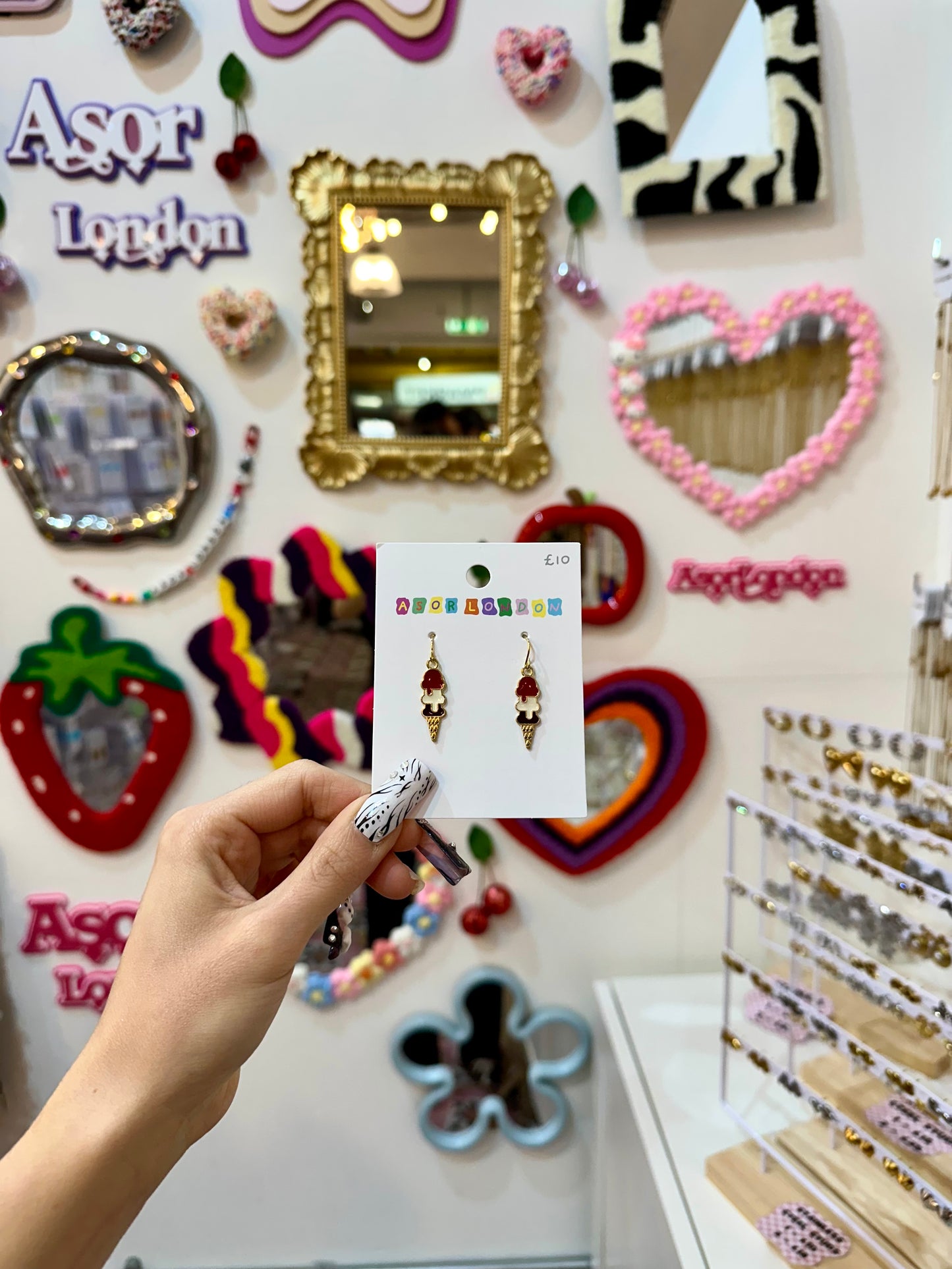 Red & White Ice Cream Cone Enamel Earrings