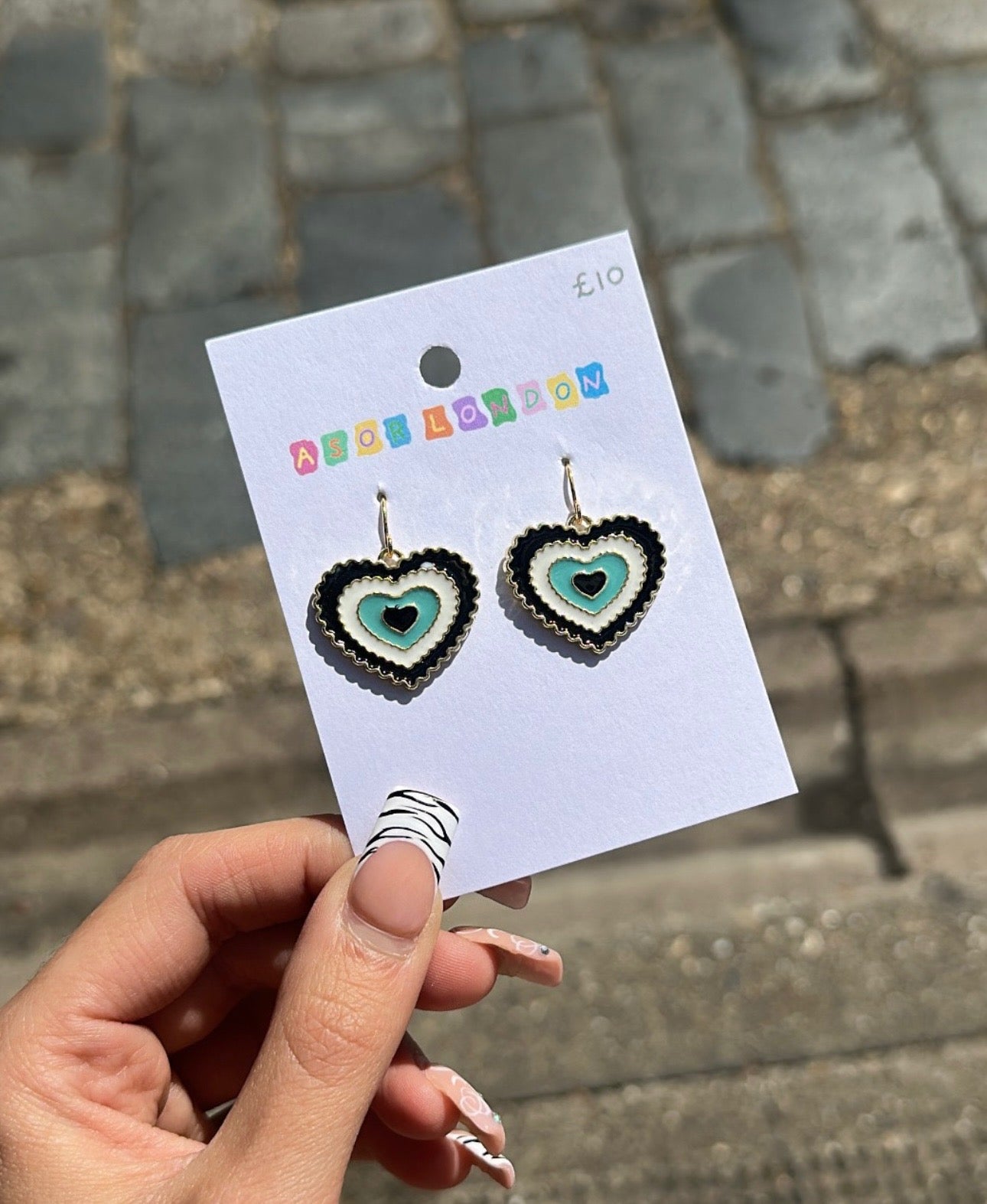 Blue Evil Eye Heart Earrings