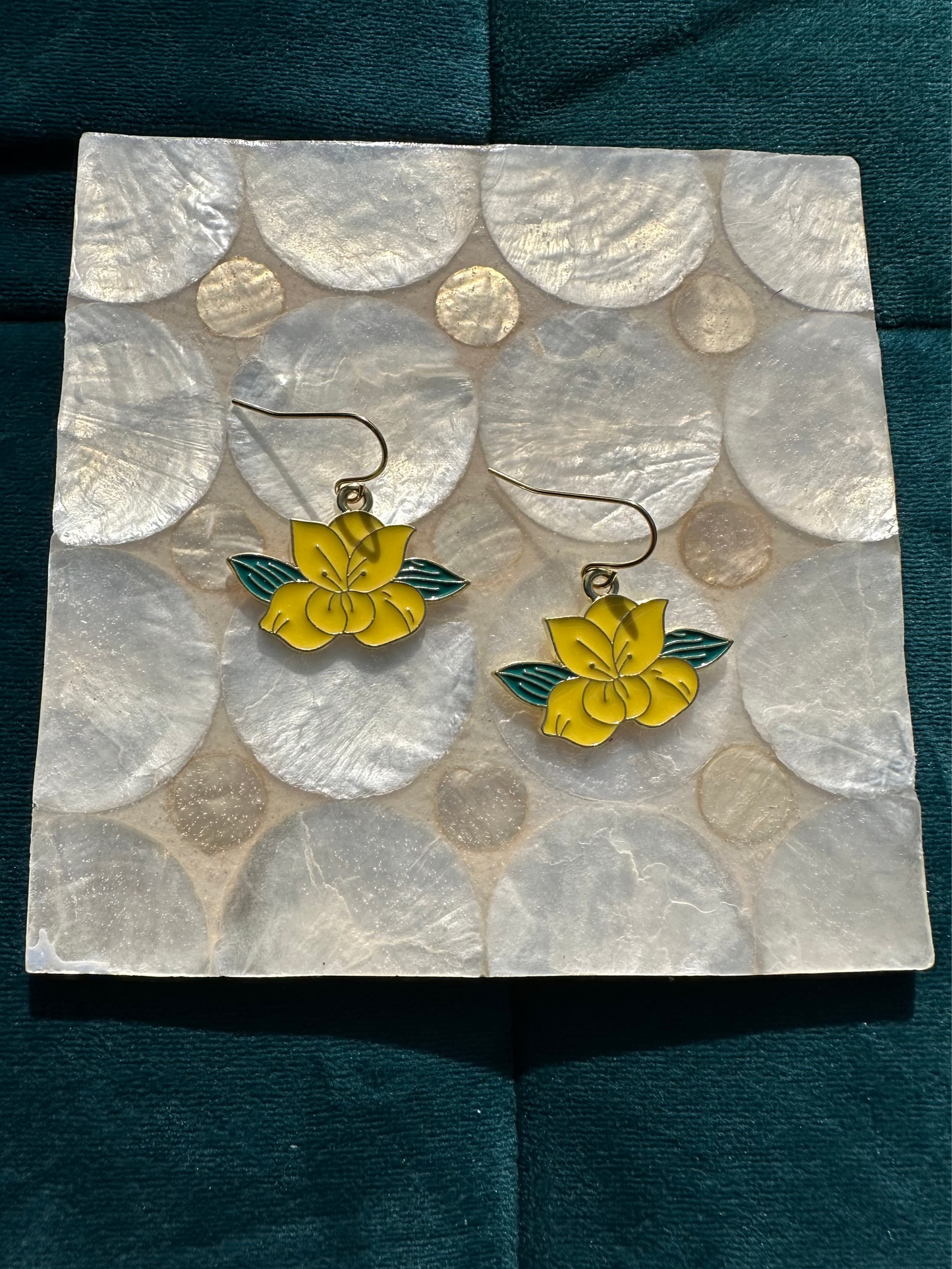 Yellow Flower Enamel Earrings
