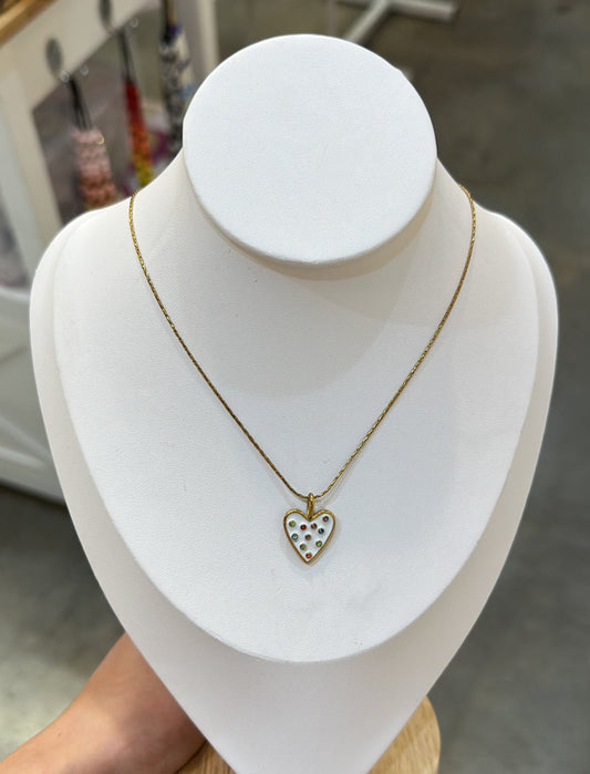 White Colourful Heart Stainless Steel Pendant Necklace
