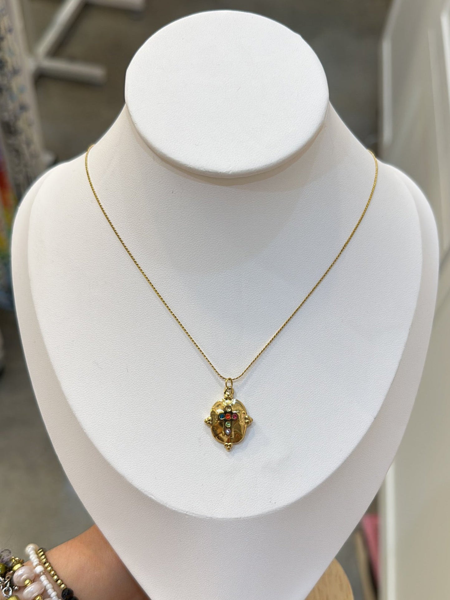 Colourful Cross Pendant Stainless Steel Necklace