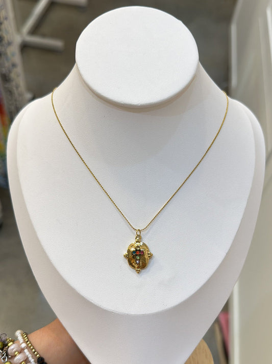 Colourful Cross Pendant Stainless Steel Necklace