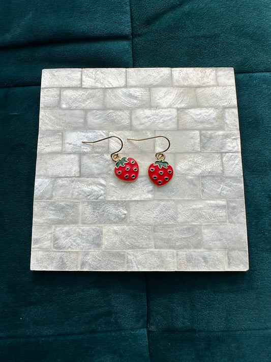 Strawberry Enamel Earrings