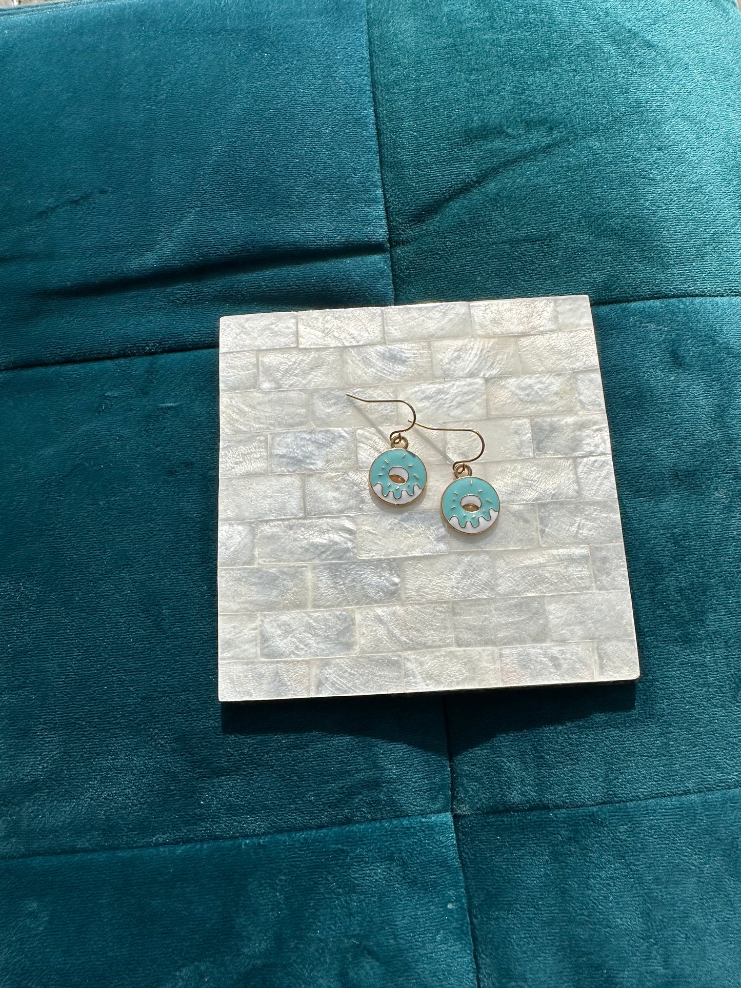 Blue Doughnut Enamel Earrings