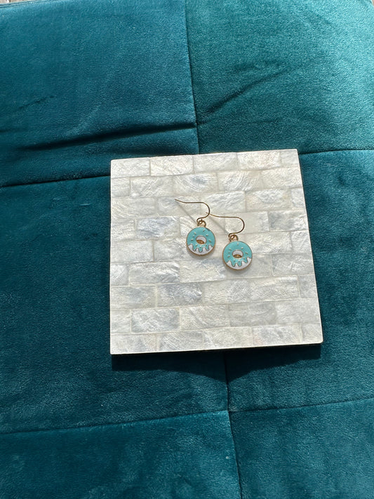Blue Doughnut Enamel Earrings
