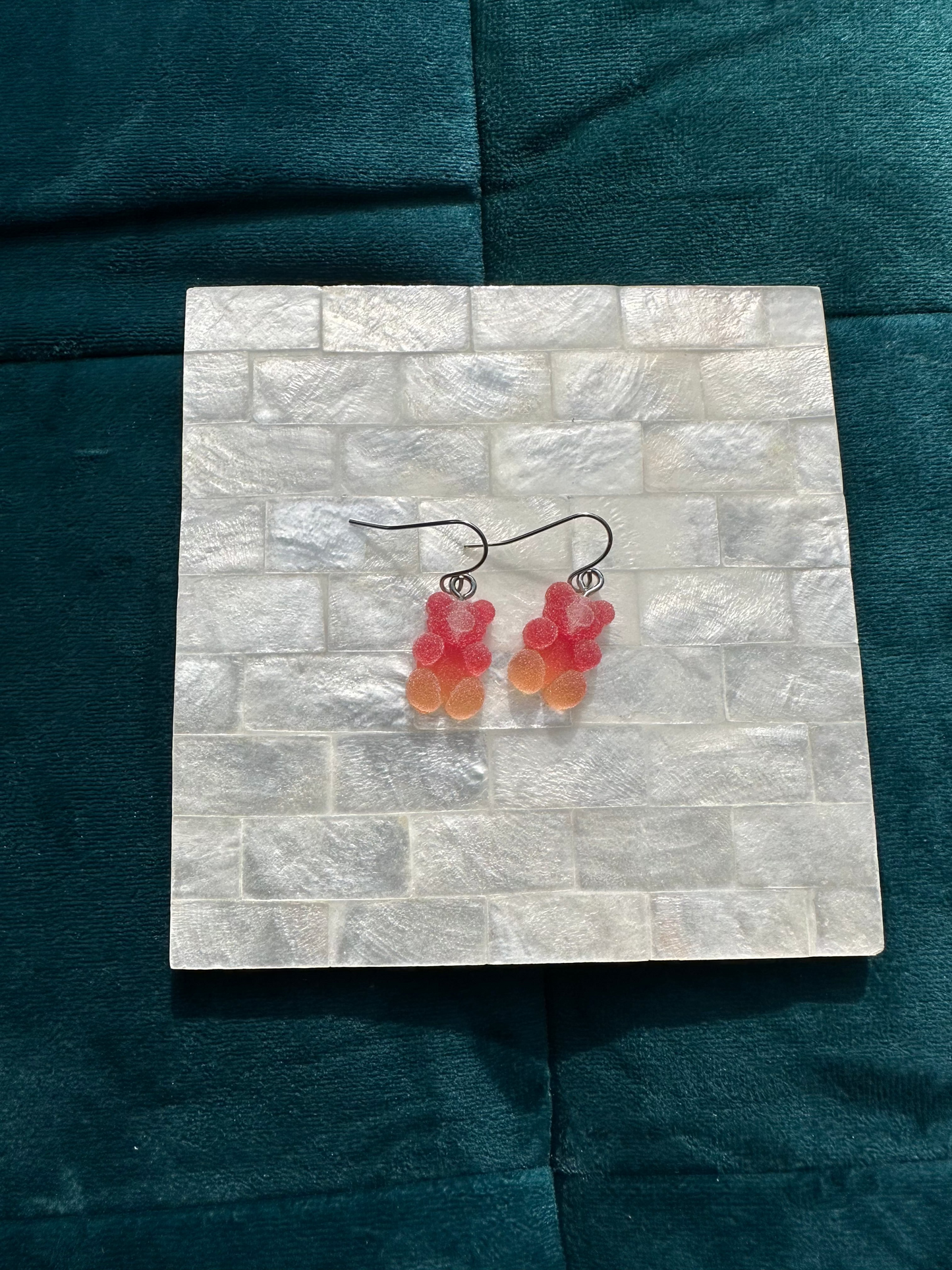 Red And Orange Sugared Gummy Bear Earrings