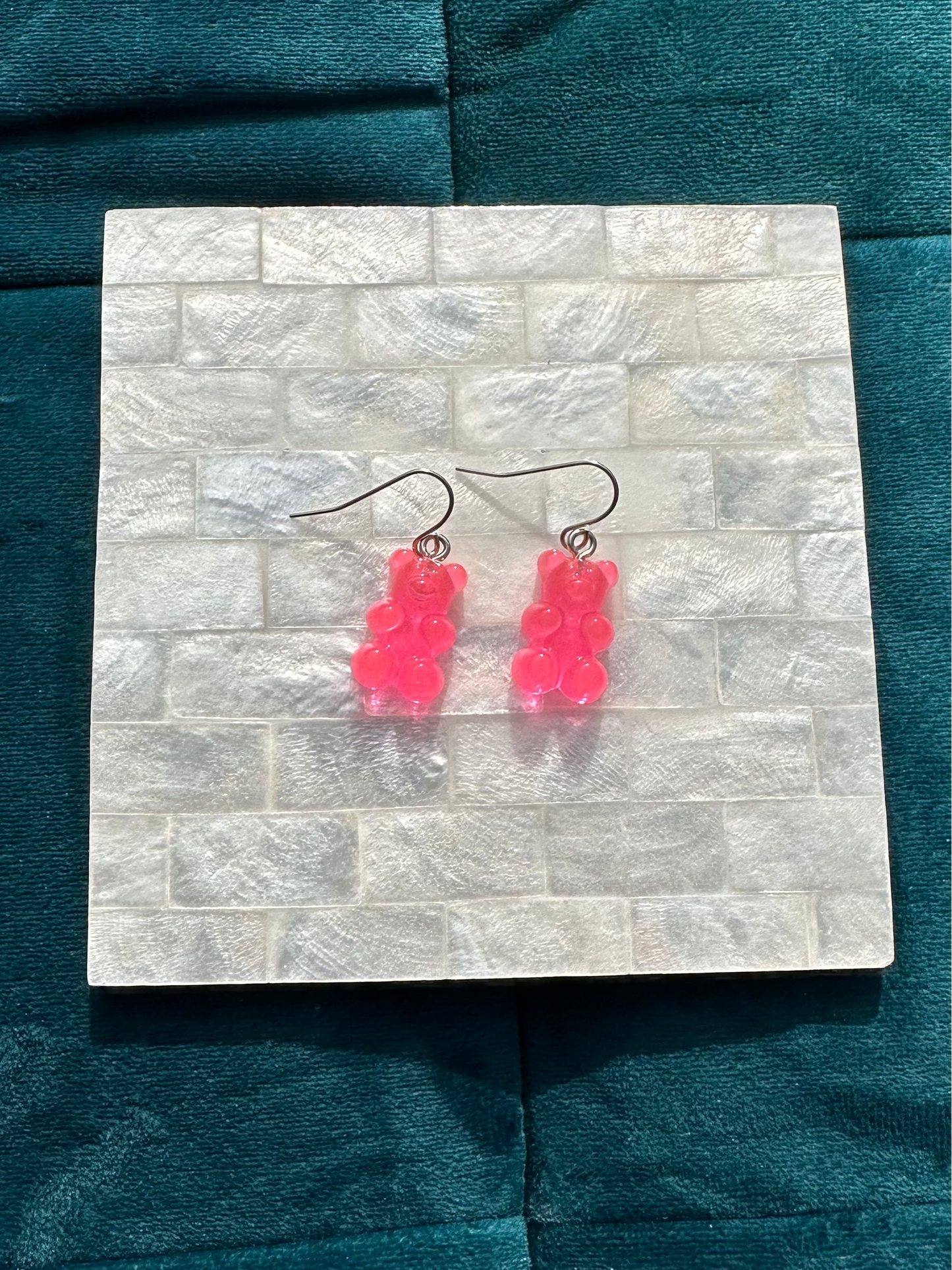 Hot Pink Gummy Bear Earrings