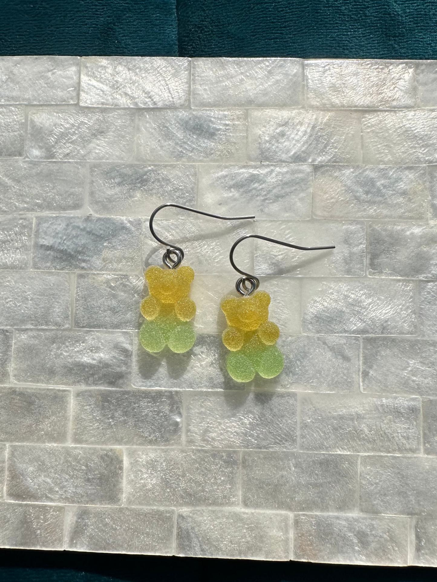 Yellow And Green Gummy Bear Earrings