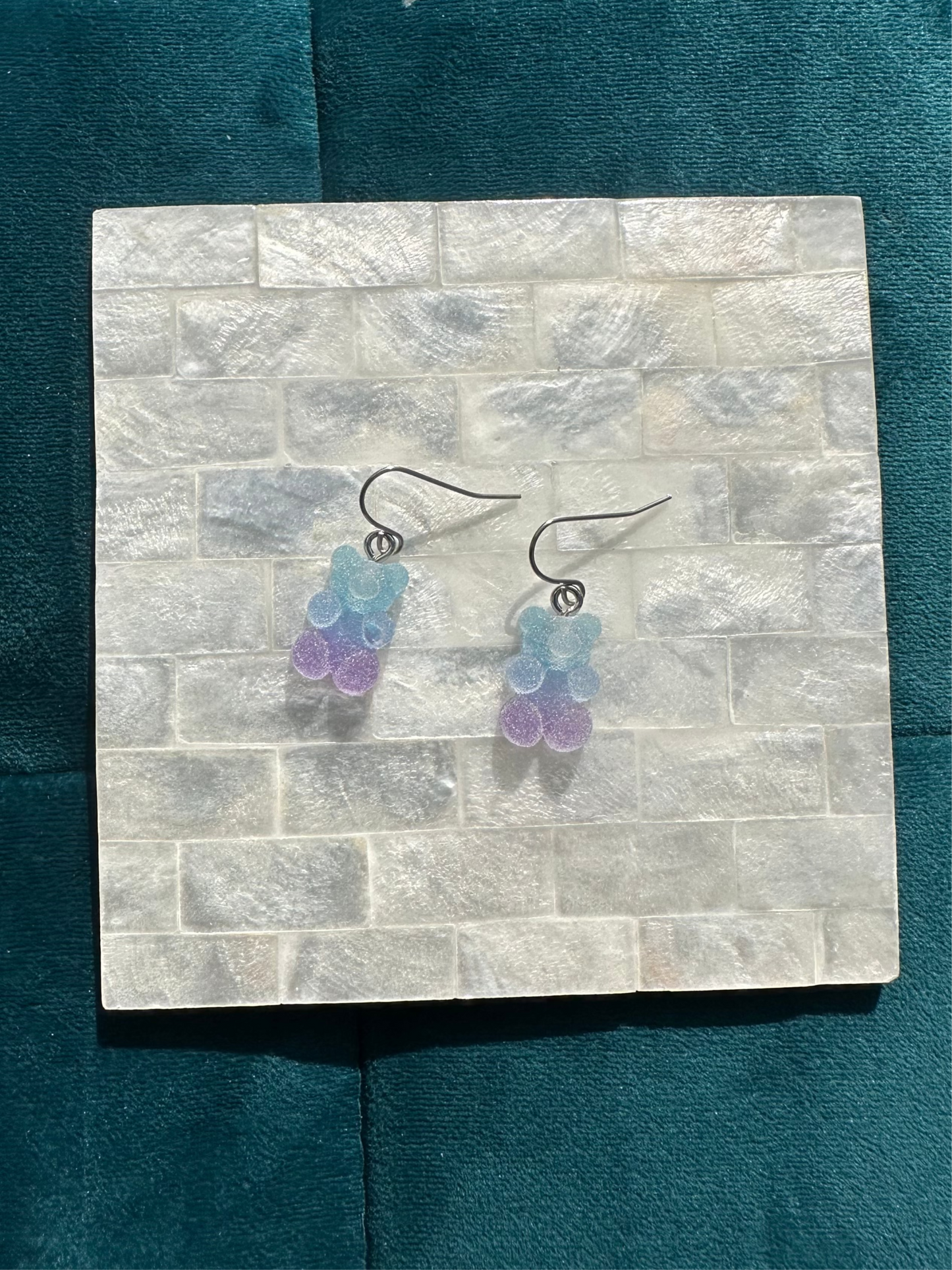 Blue And Purple Gradient Sugared Gummy Bear Earrings