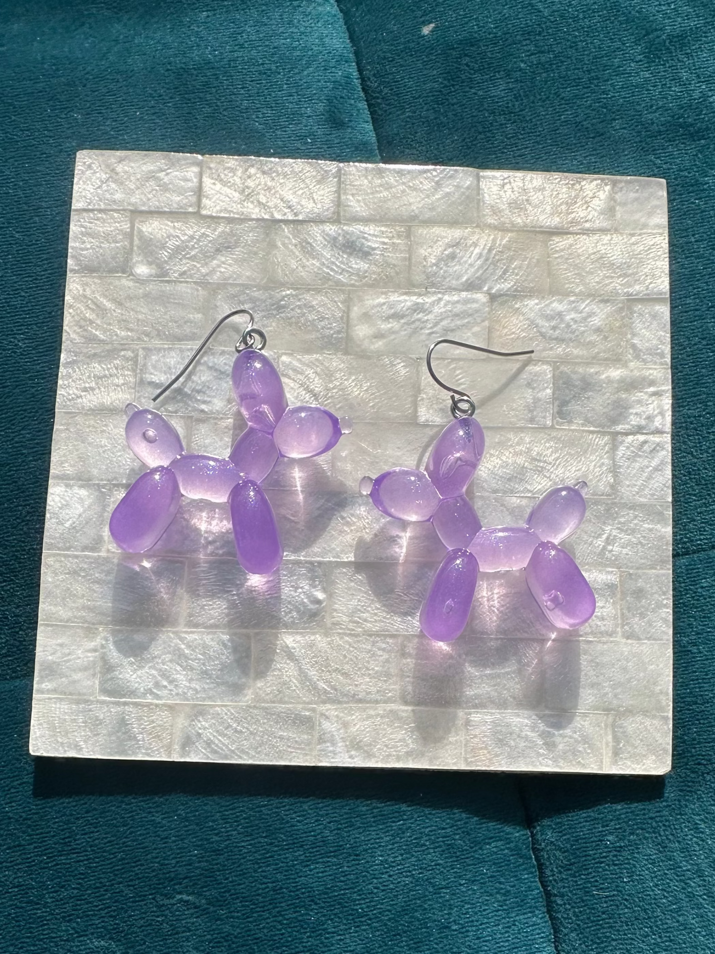 Purple Balloon Dog Acrylic Earrings