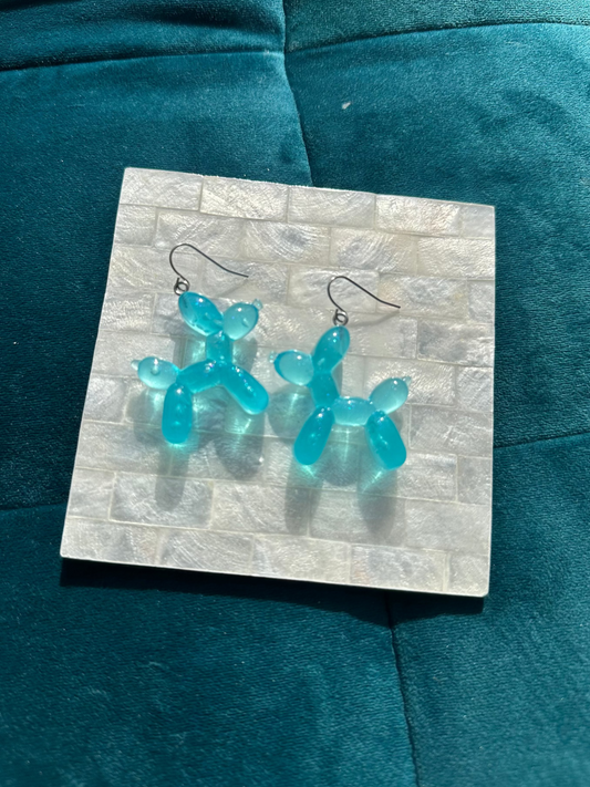 Blue Balloon Dog Acrylic Earrings