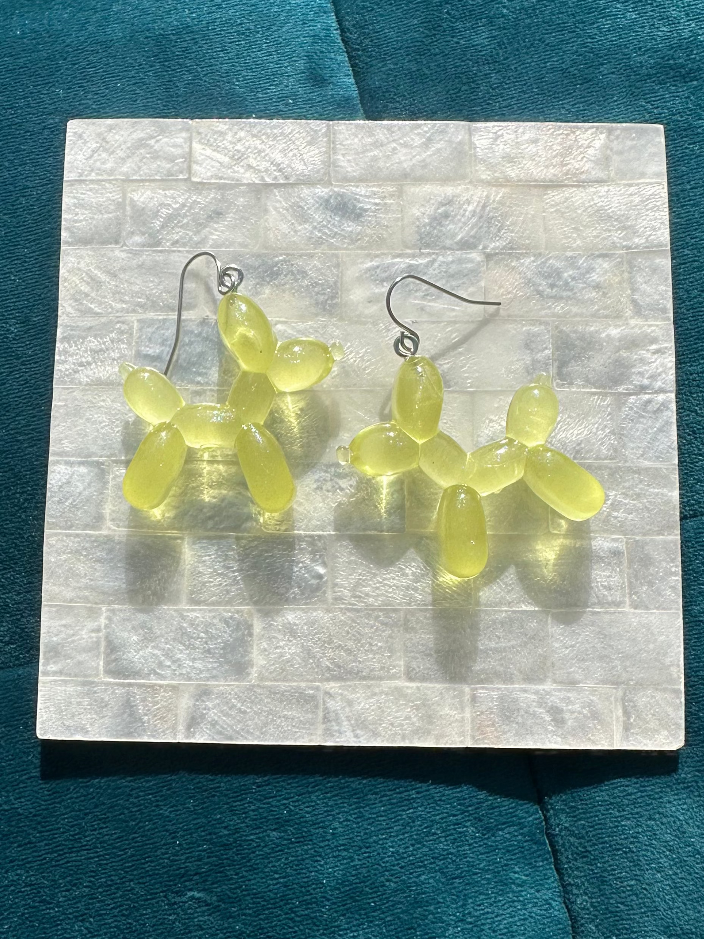 Yellow Balloon Dog Acrylic Earrings