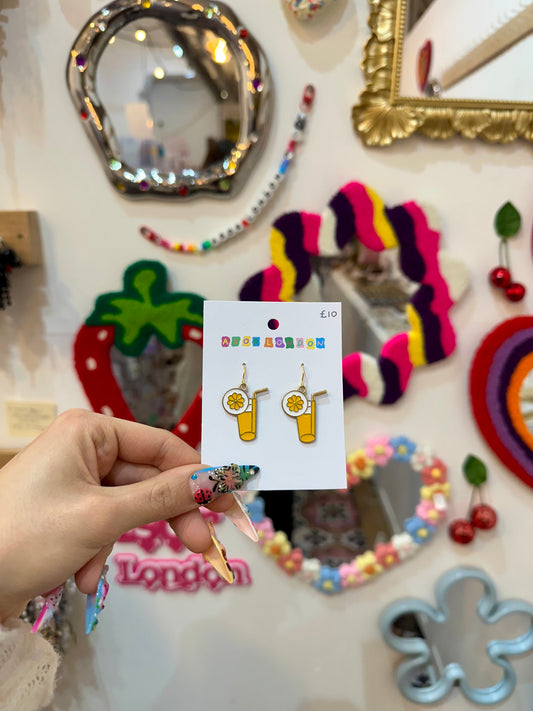 Lemonade Drink Enamel Earrings