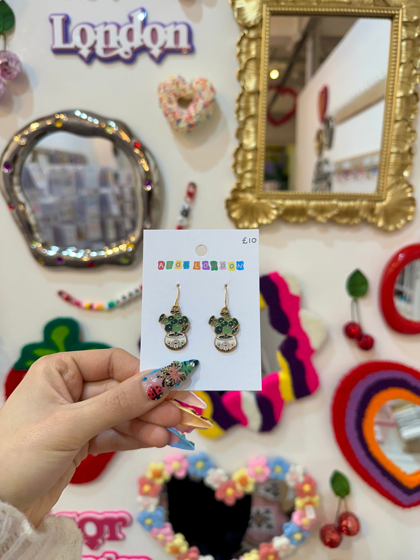Plant In Pot Enamel Earrings