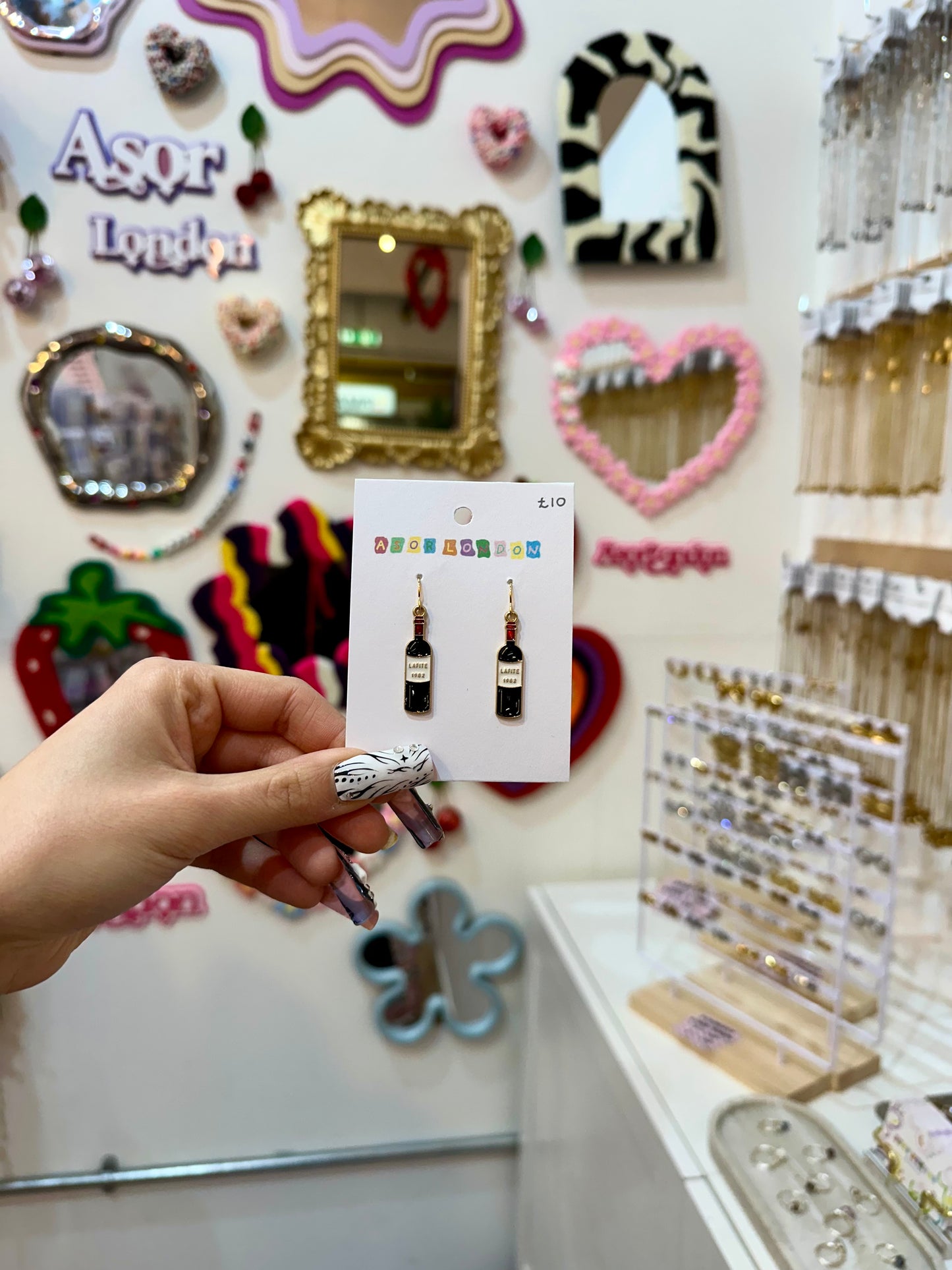 Wine Bottle Enamel Earrings