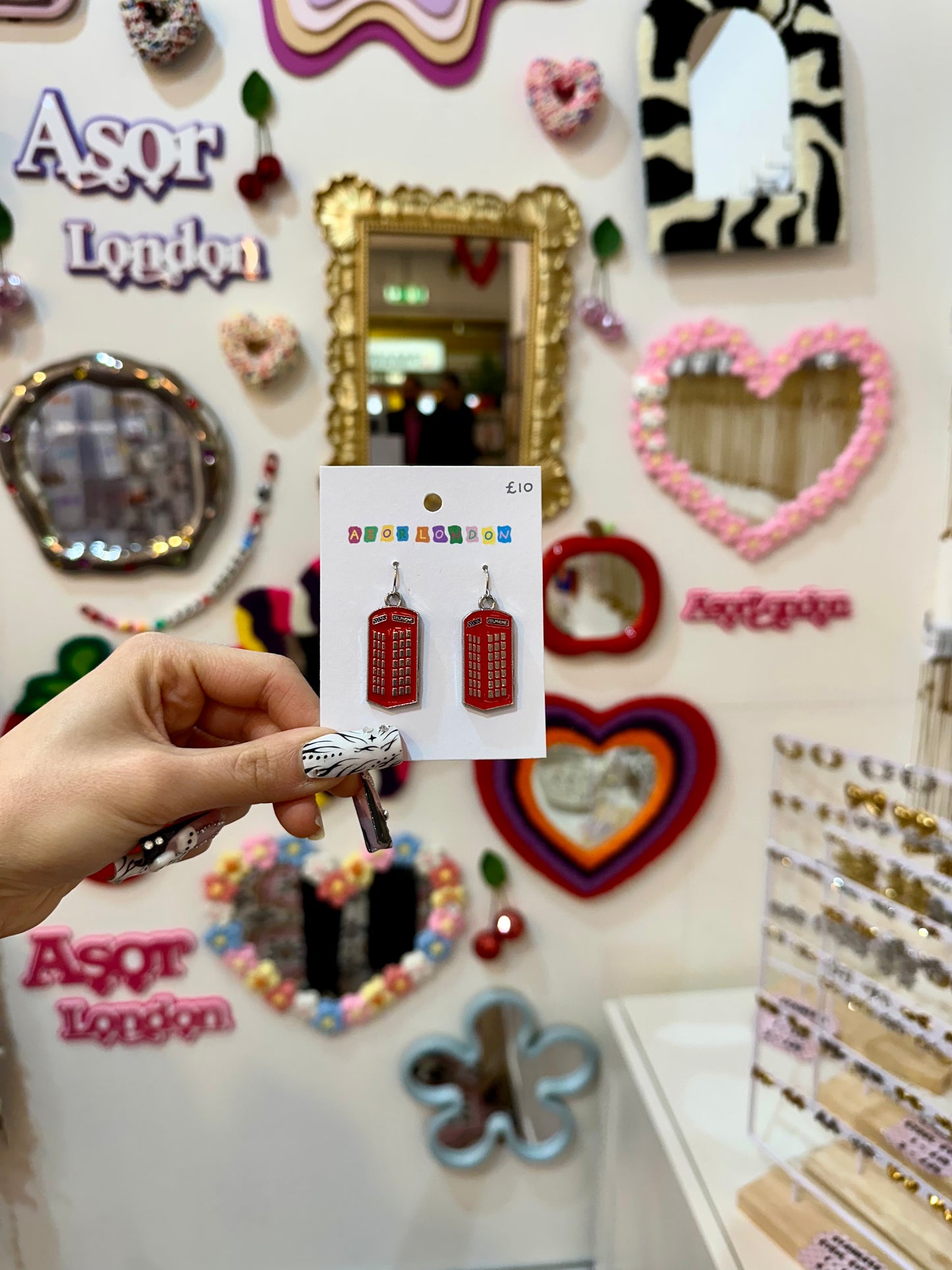 London Telephone Box Enamel Earrings