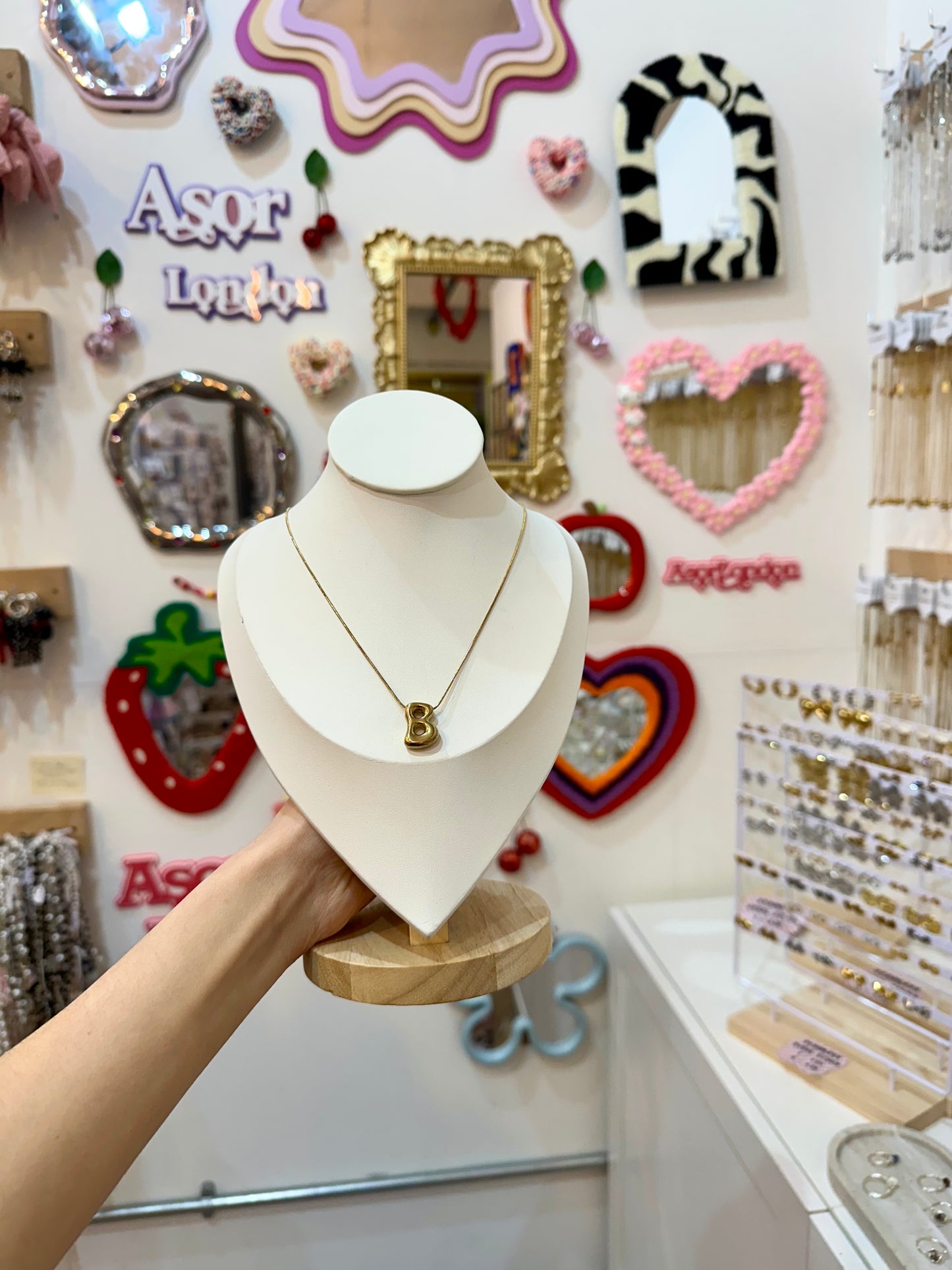 Gold Bubble Letter Initial Stainless Steel Necklace