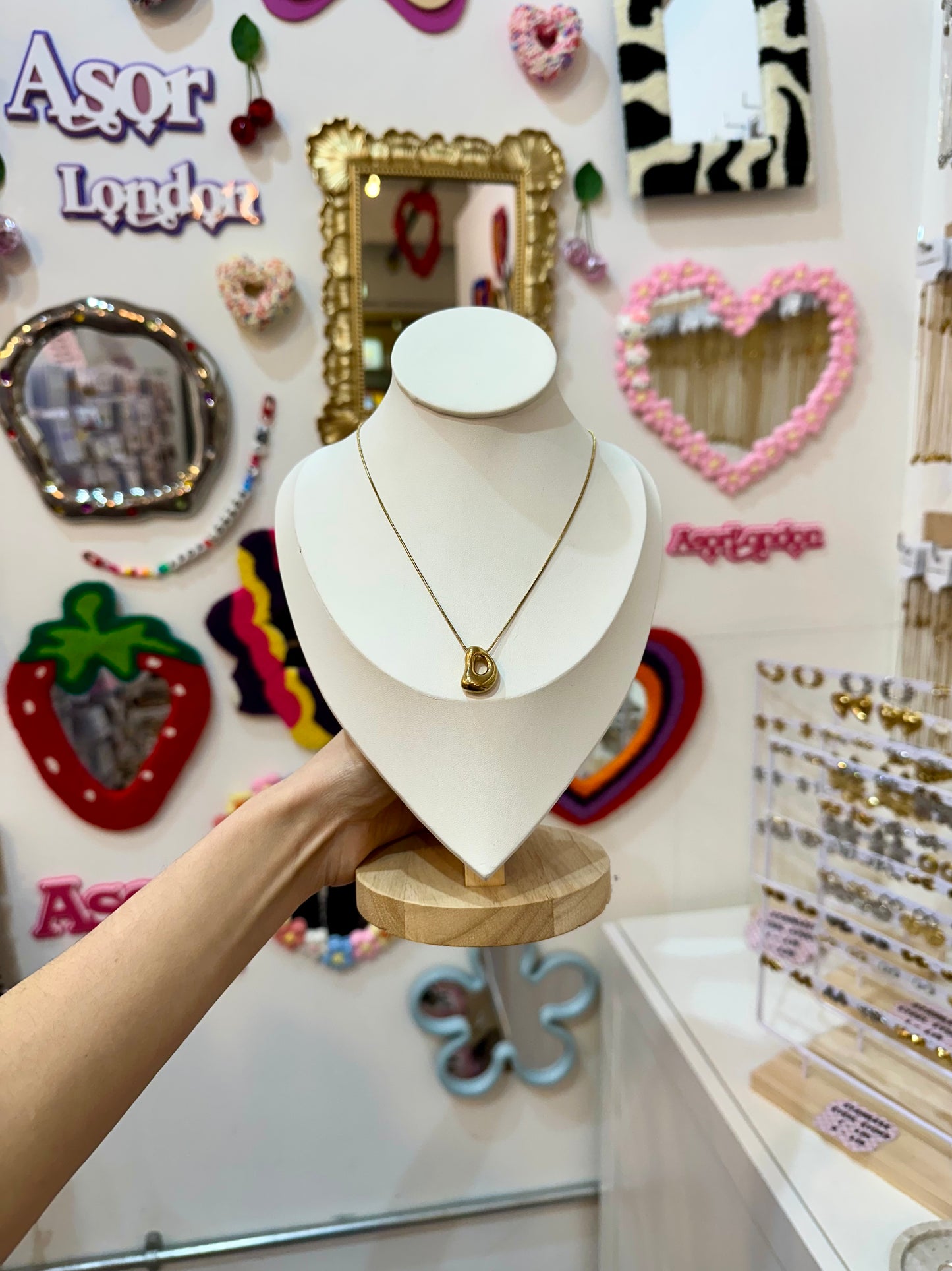 Gold Bubble Letter Initial Stainless Steel Necklace