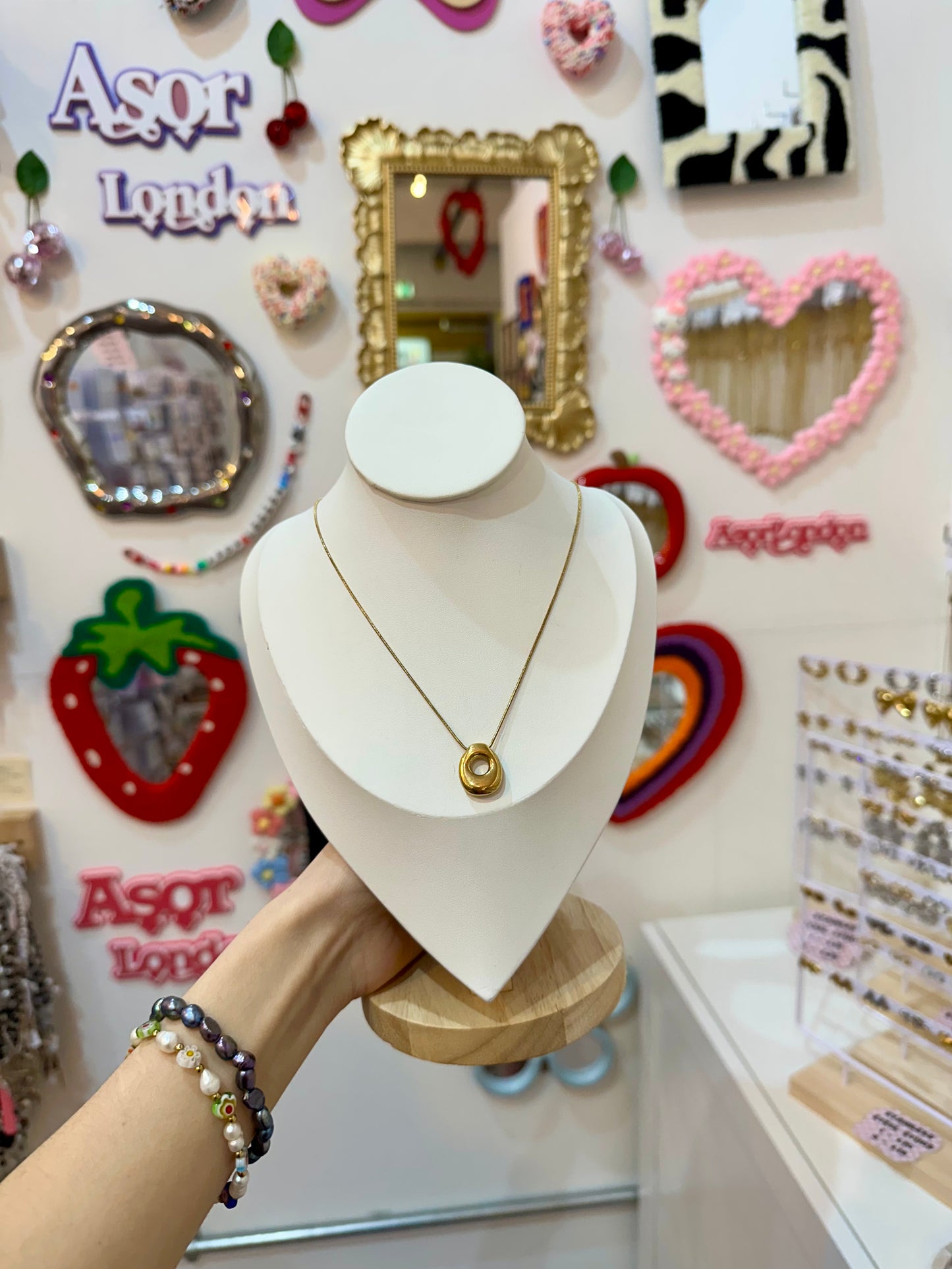 Gold Bubble Letter Initial Stainless Steel Necklace