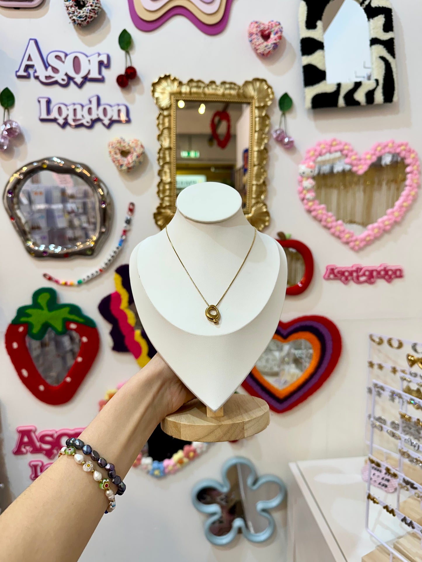 Gold Bubble Letter Initial Stainless Steel Necklace