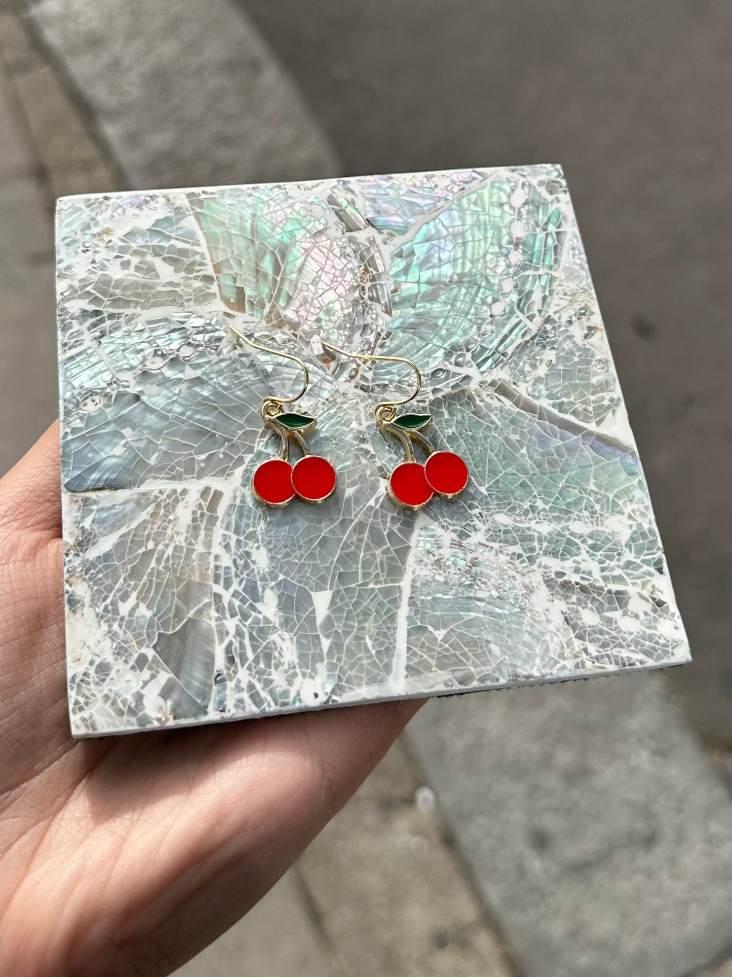 Cherry Enamel Earrings (Style 1)