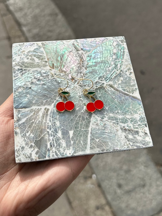 Cherry Enamel Earrings (Style 1)