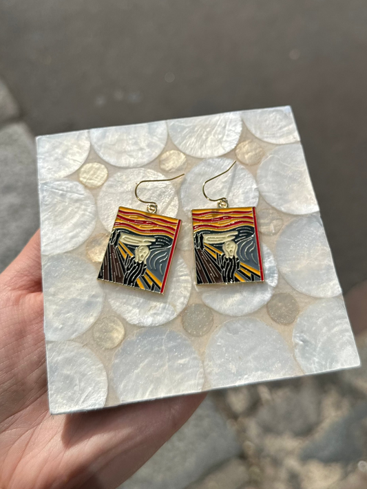 Scream Inspired Painting Enamel Earrings