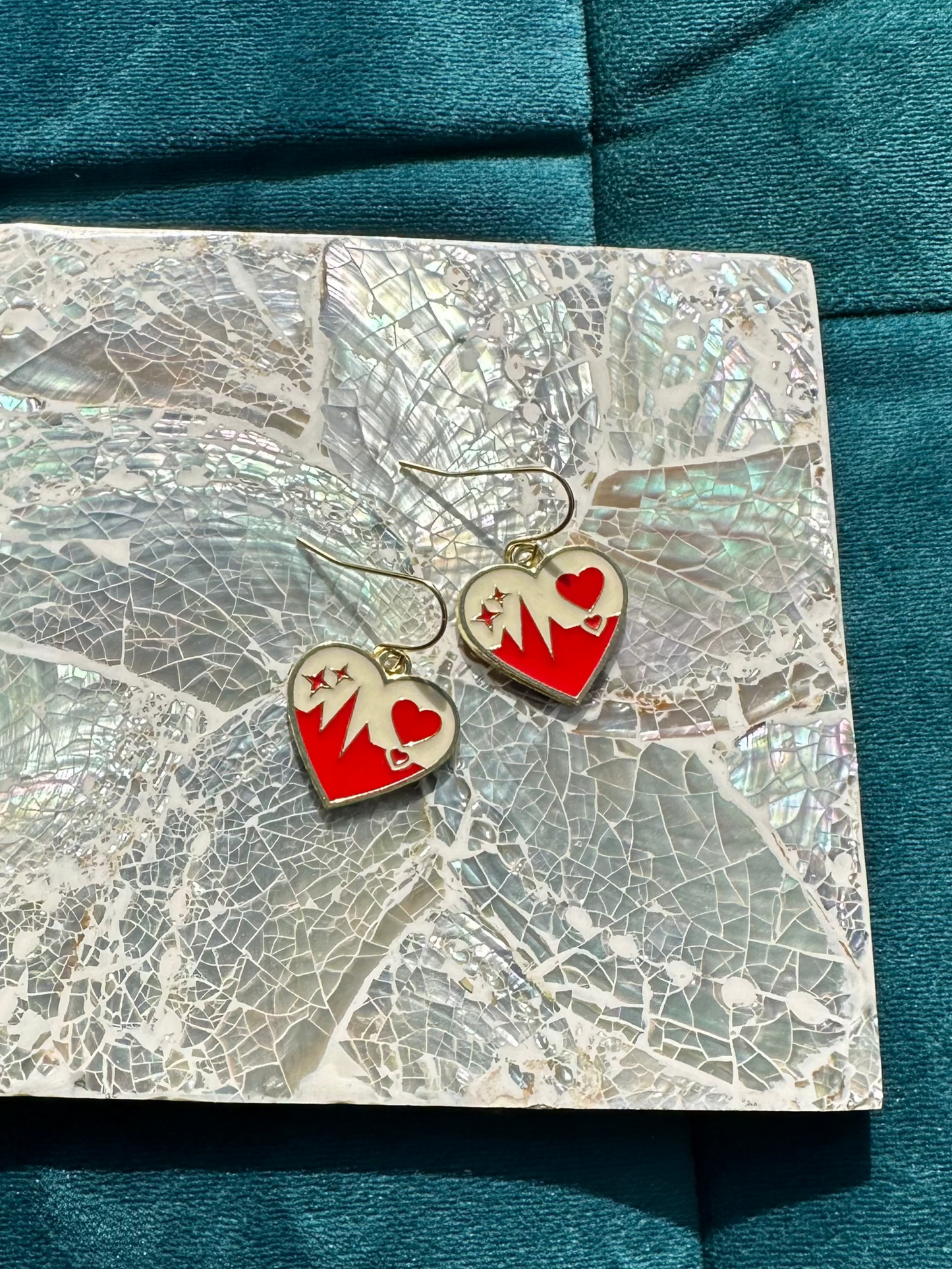 Heartbeat Heart Enamel Earrings