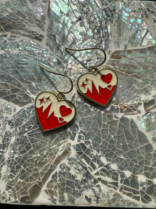 Heartbeat Heart Enamel Earrings
