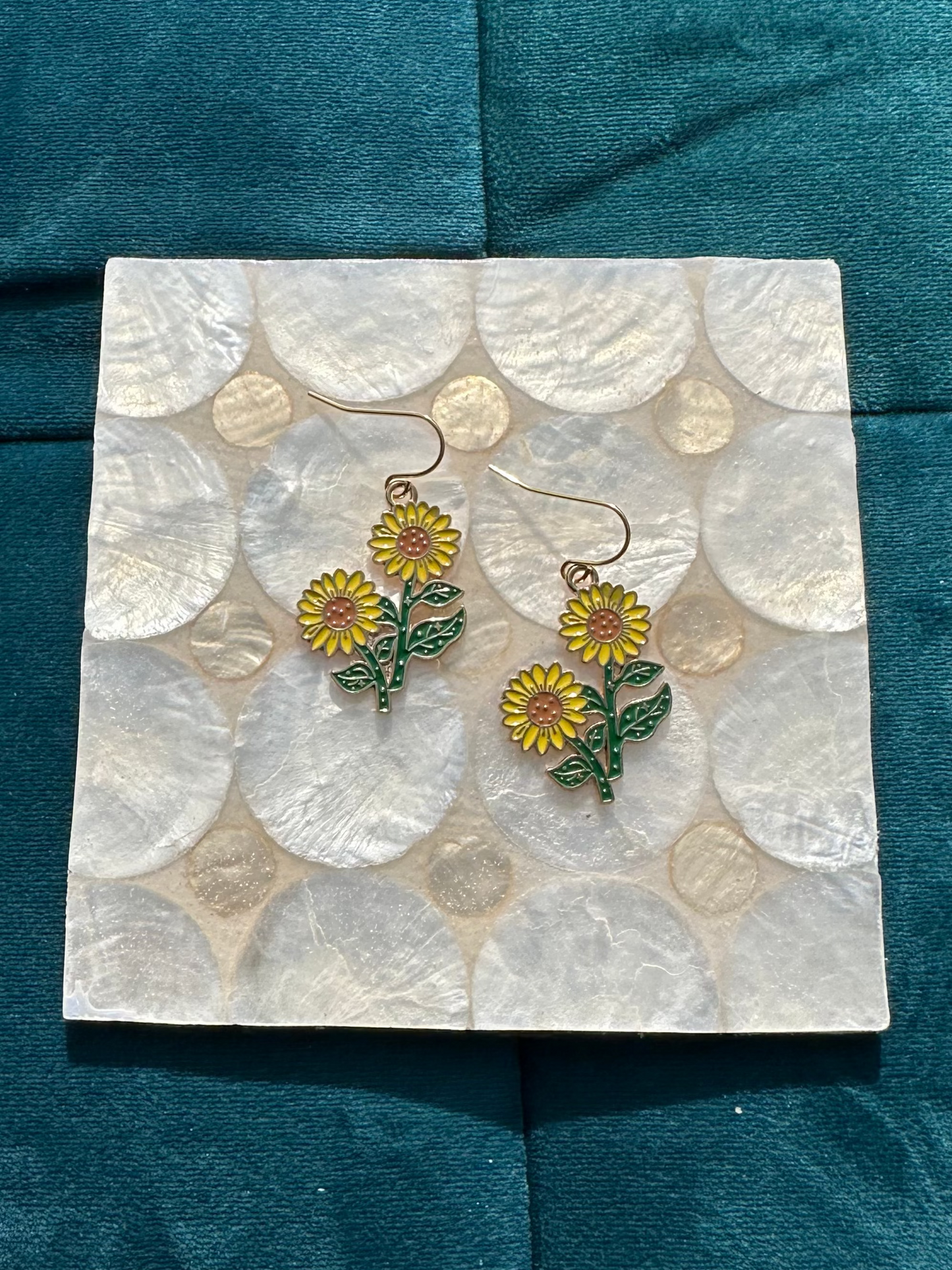 Sunflower Enamel Earrings