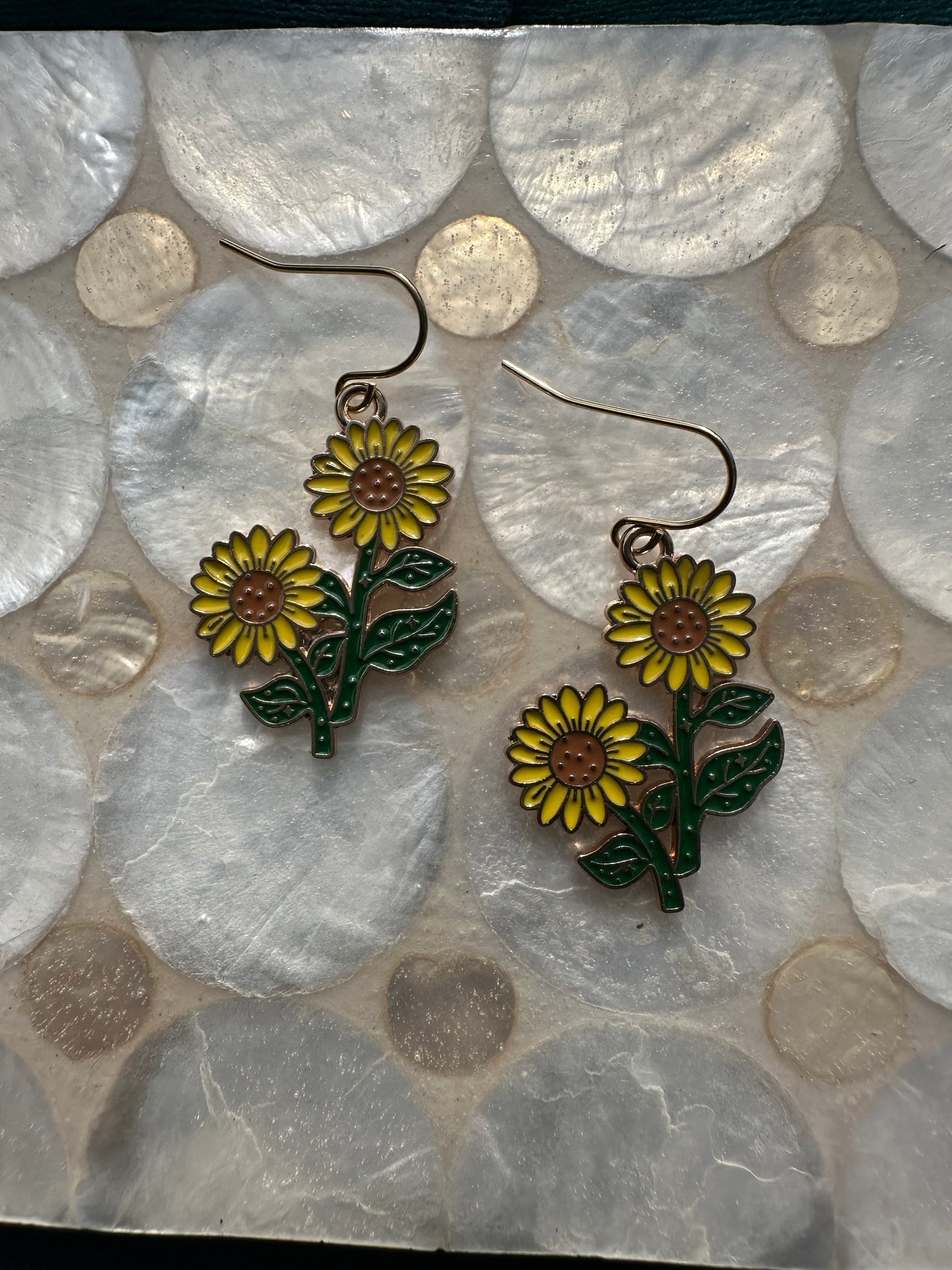 Sunflower Enamel Earrings