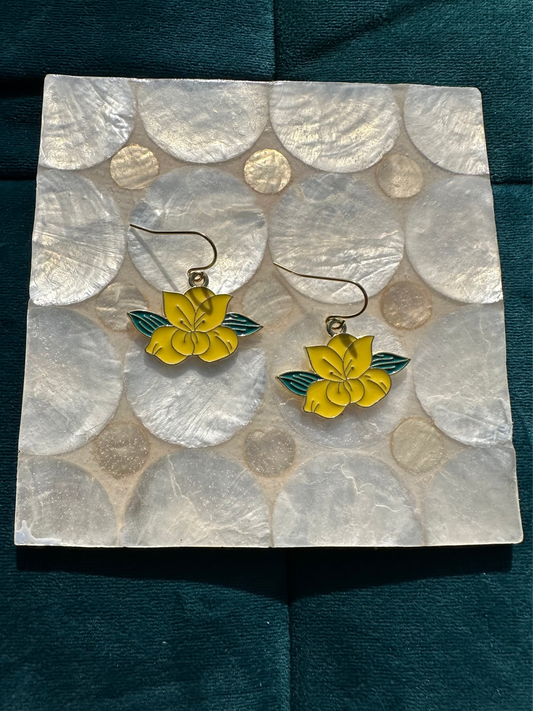Yellow Flower Enamel Earrings