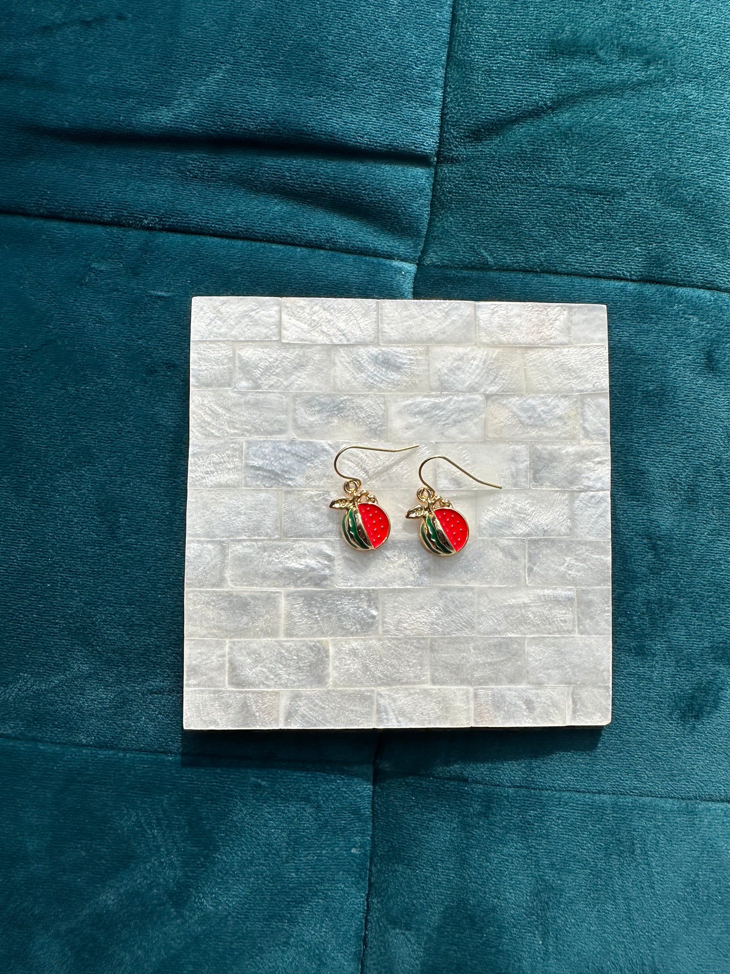 Watermelon Enamel Earrings