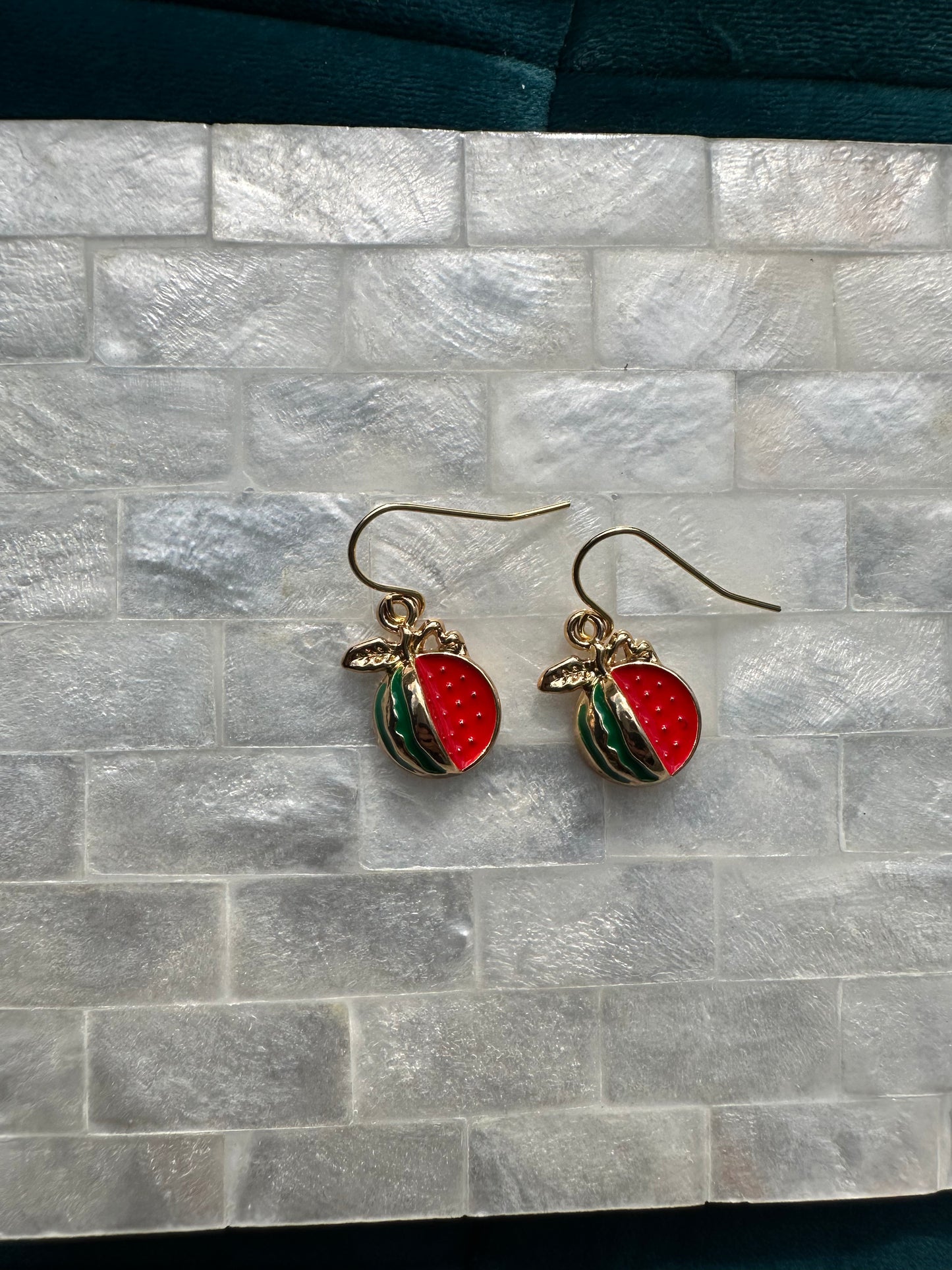 Watermelon Enamel Earrings
