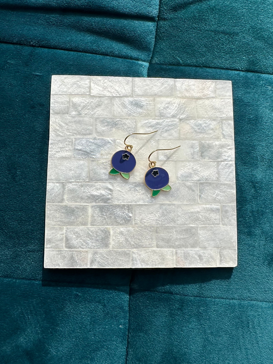 Blueberry Enamel Earrings