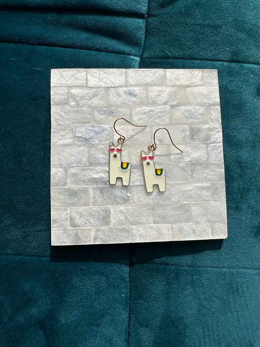 Llama Enamel Earrings